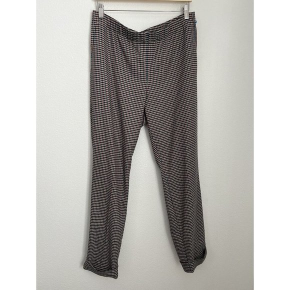 J Jill Knit straight Pull On Houndstooth Pants Womens Size 14 Tall Elastic Waist
